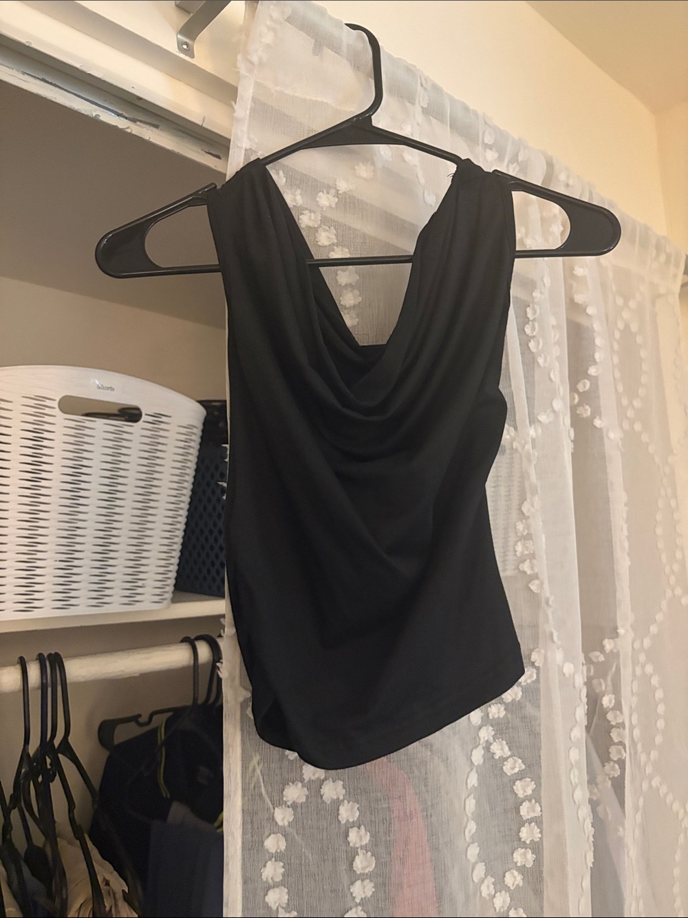Sleeveless Draped Cowl Neck Women's Top - Black